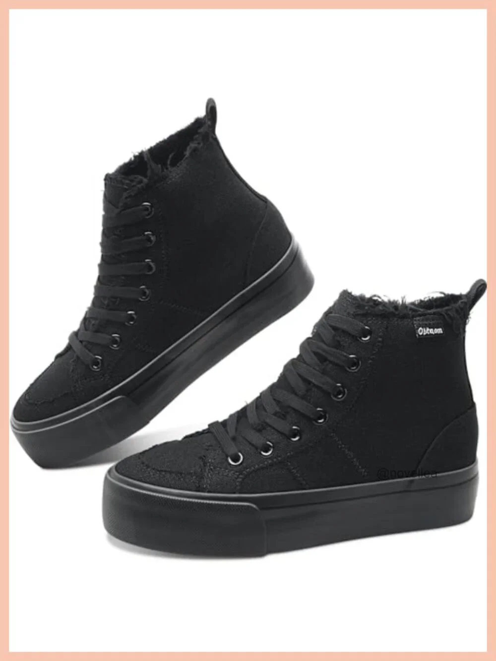 High Top Platform Sneakers Women Mid Calf Canvas Skate Shoes